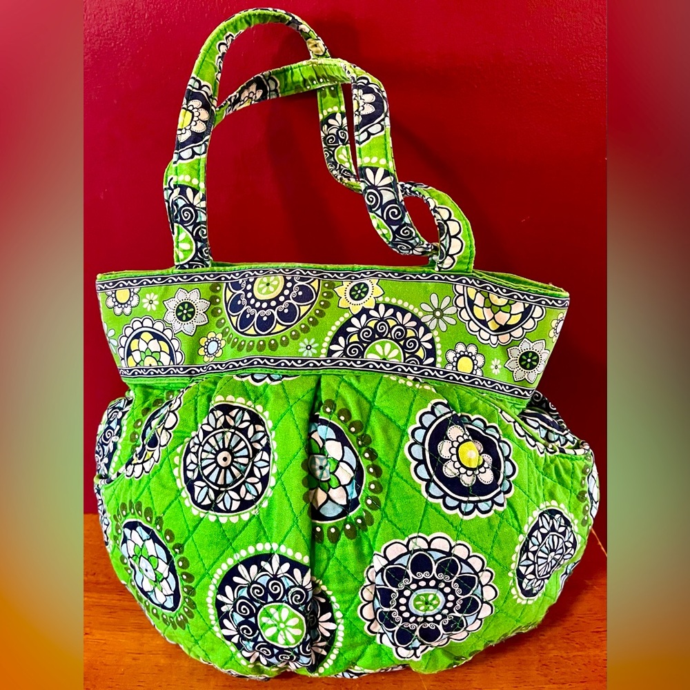 Retired Vera Bradley Quilted Cupcakes Green Reversible Tote Baby Bag Shoulder